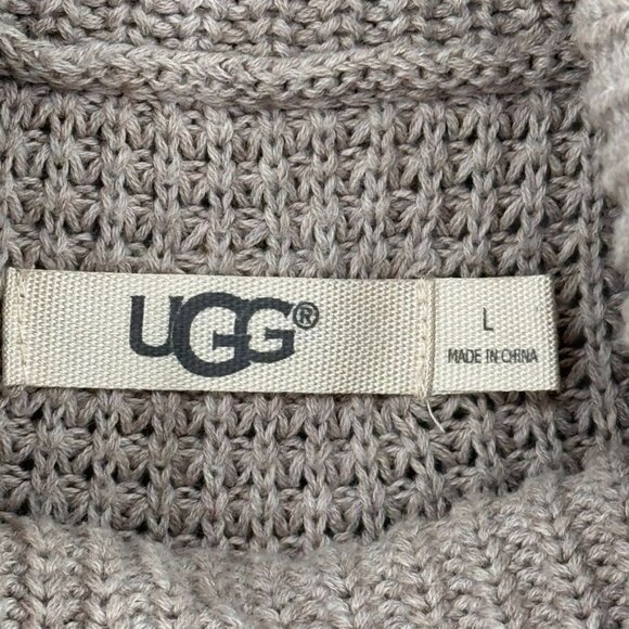 UGG Womens Selby Taupe Short Sleeve Turtleneck Sweater tunic size large cotton - Picture 7 of 13